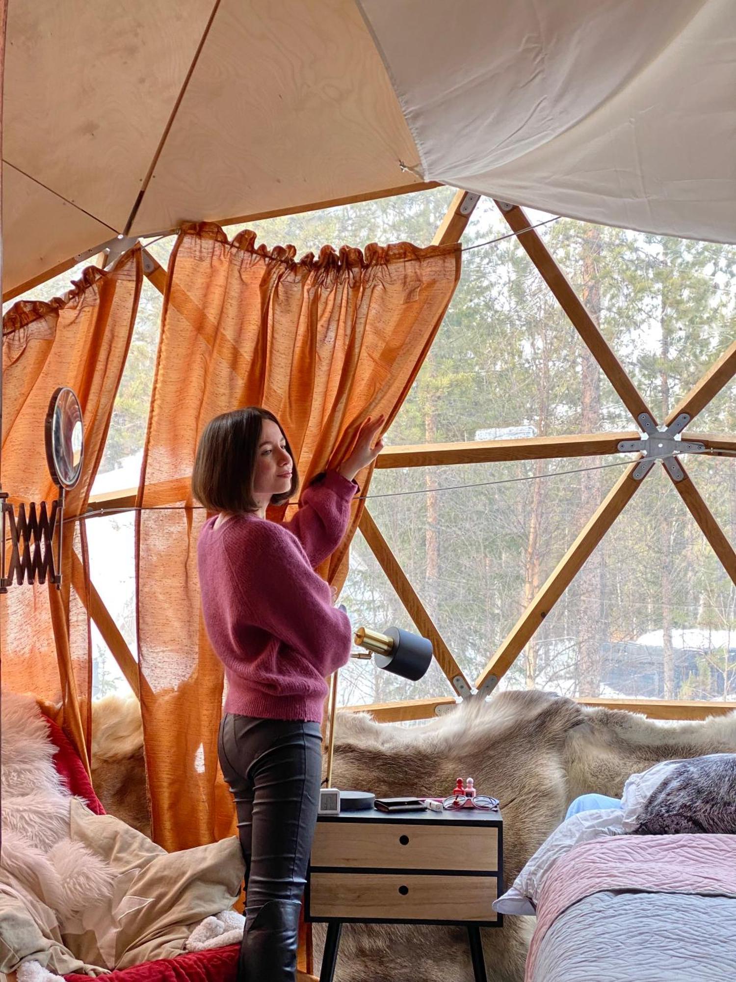 Aurora Igloo Fireplace-Heated Tents In A Secret Forest With Private Jacuzzi And Shared Sauna Bathroom And Dog Friendly Rovaniemi Esterno foto